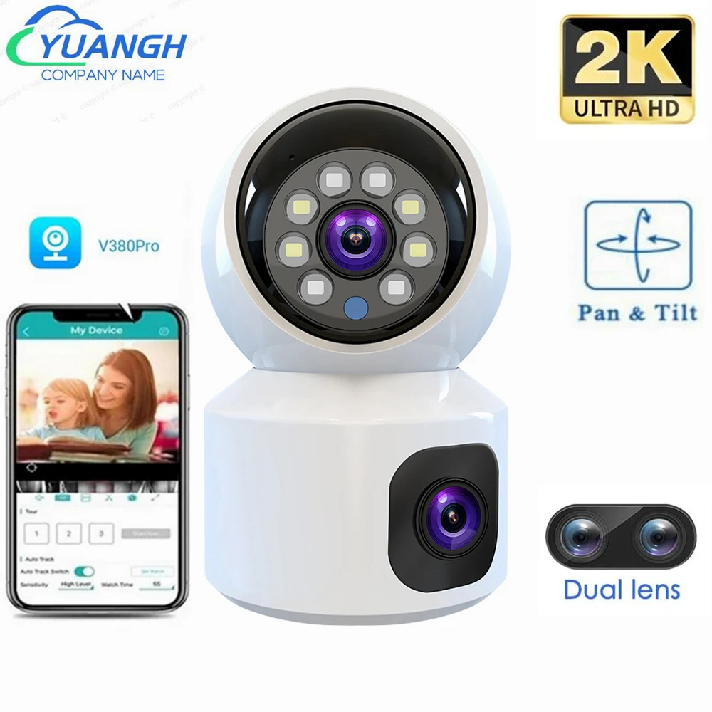 V380 Pro Dual Lens WIFI Camera Indoor Color Night Vision Auto Tracking