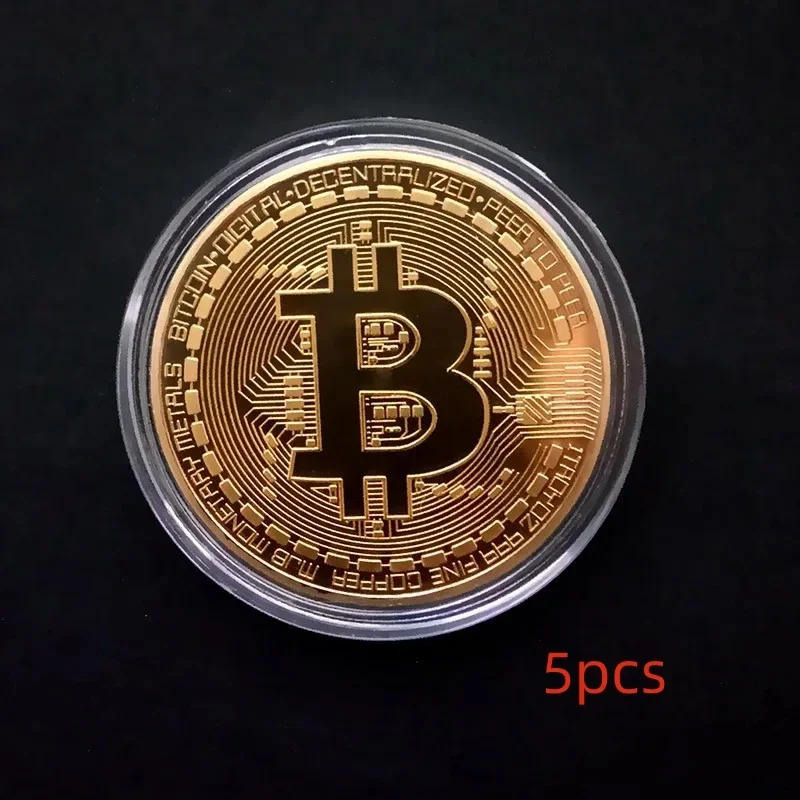 Gold Plated Bitcoin Commemorative Coin - Collectible Art Piece