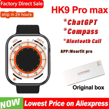 HOT HK9 PRO MAX Smartwatch ChatGPT 2.02'' NFC Compass Series 9 Waterproof GPS Tracker Bluetooth Call Music Smart Watch Men