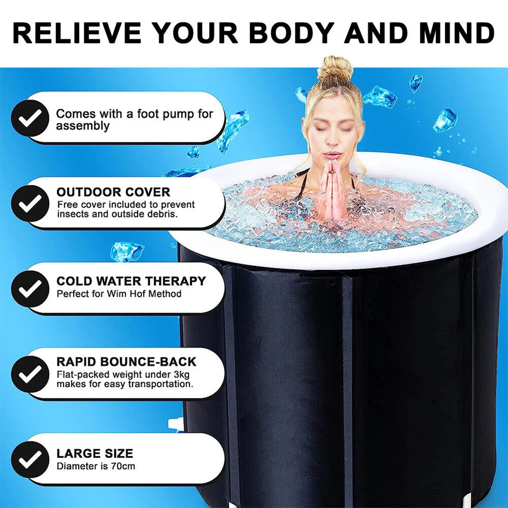 Portable Ice Bath Tub For Athletes Cold Water Therapy Hot Tub Folding Bathtub White/Black Cover Send By Random Portable Ice Bath Tub