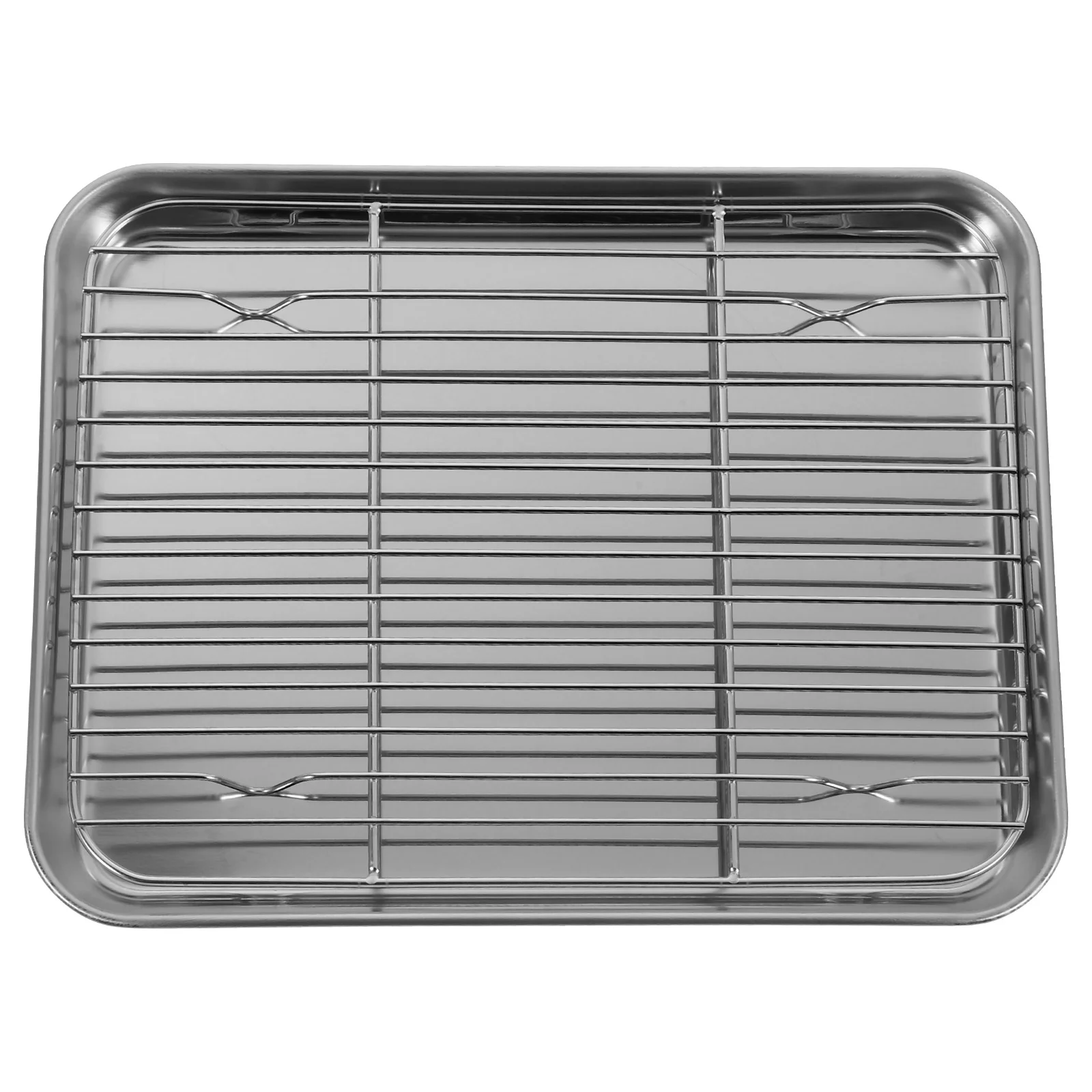 

2 Pieces/Set Baking Tray Removable Cooling Rack Pan Platter Rectangular with Wire