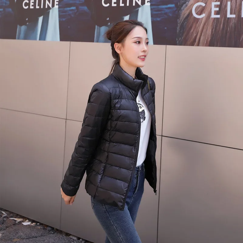 New Fashion Warm Light Short Down Coat Women Solid Colors Zipper Oversized Hooded Jackets Autumn Witner Casual Commute Overwears