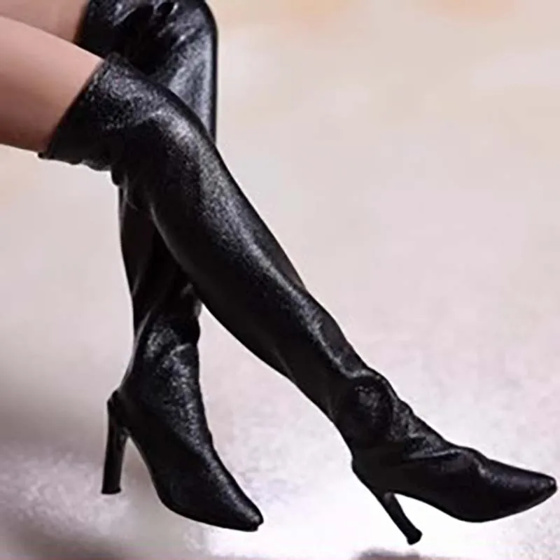 

1/6 Scale Genuine Leather Boots Hollow Without Feet Mold Long Boots 15cm for 12in TBL PH Body Doll Action Figure Toys