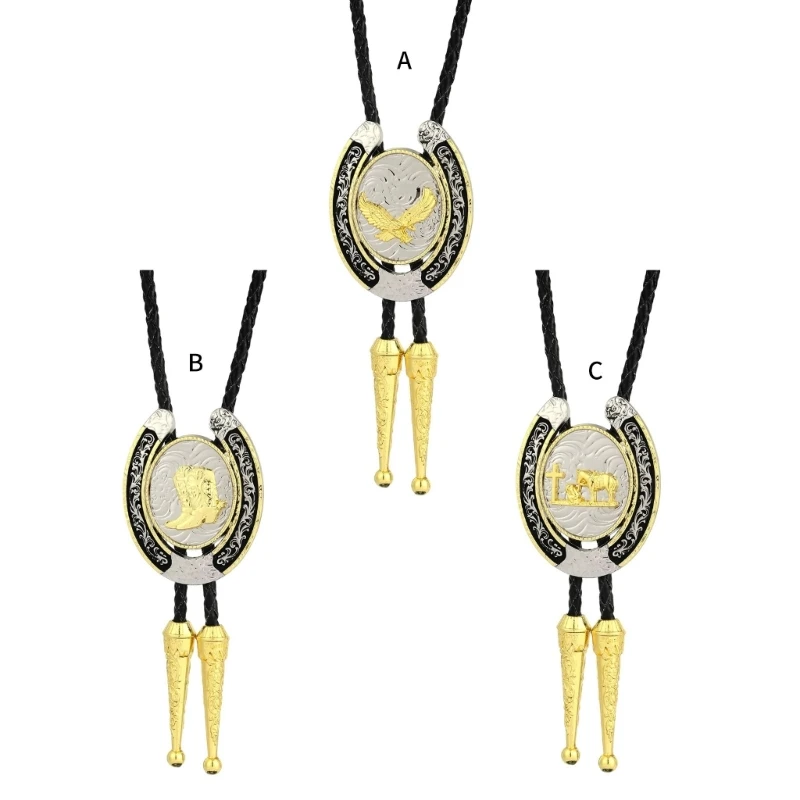

Mens American Leather rOPE Bolo Tie Western Metal Boot Prayer Cowboy Pendant Shirt Collar Necktie Jewelry Necklace
