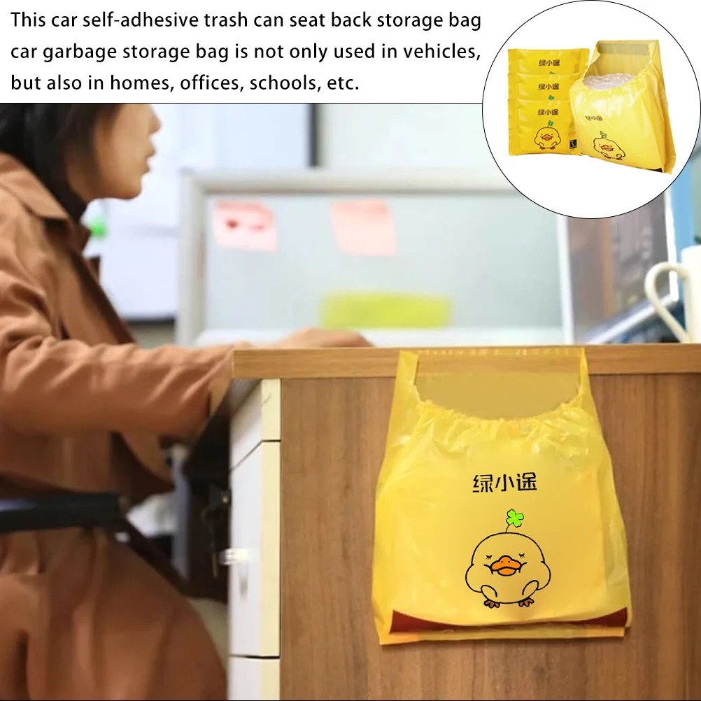 Car Trash Bag 15 Pcs Self Adhesive Disposable Plastic Trash Pouch Auto Vehicle Interior Accessories
