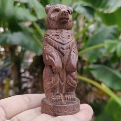 Hand - Carved Wooden Bear Totem Ornament: Tribal Artistry (1 Piece)