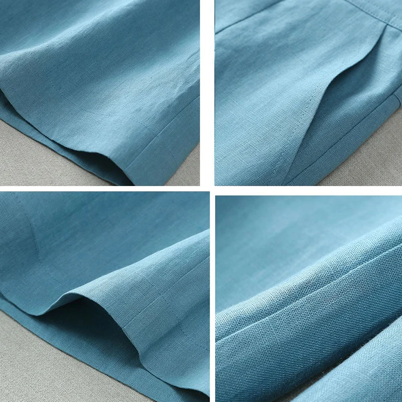 Women Casual Cotton Linen Straight Pants 2023 Spring Summer High Waist Baggy Pants Ladies Office Work Button Oversized Pantalone