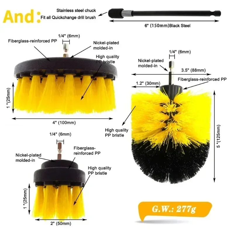 Electric Scrubber Brush Drill Brush Kit Power Drills Scrubber Brush For Carpet Glass Car Tires Nylon Brushes 2/3.5/4'' 6