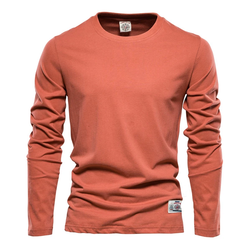 cotton t shirts 100% Cotton Long Sleeve T shirt For Men Solid Spring Casual Mens T-shirts High Quality Male Tops Classic Clothes Men's T-shirts shirt