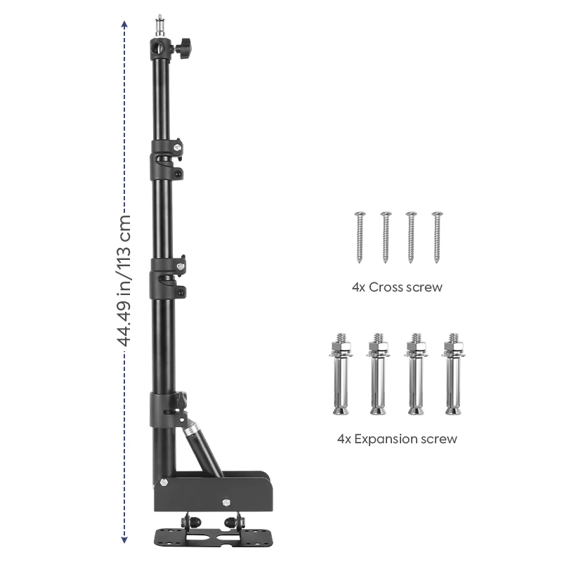 Brazo De Pared Telescópico Kensbro - 75-130 Cm, Rotación 180°, Soporte Triangular, Tornillos 1/4" Y 3/8", Para Luces Y Cámaras