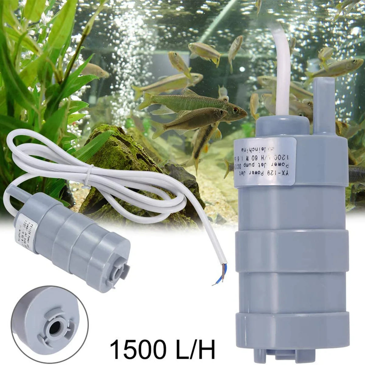 

DC 12V Submersible Water Pump High Flow Whale Pump 1500L/H 5M For Camper Motorhome Garden Aquarium Submersible Pond Pump