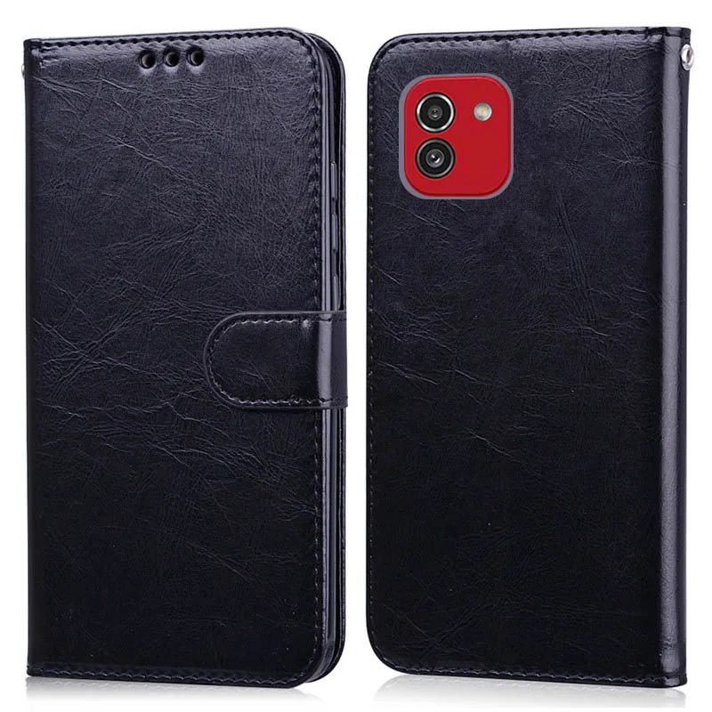 A03 Cover Luxury Solid Color Flip Leather Case leather wallet case leather case phone case leather phone case For Samsung Galaxy A03 A03S