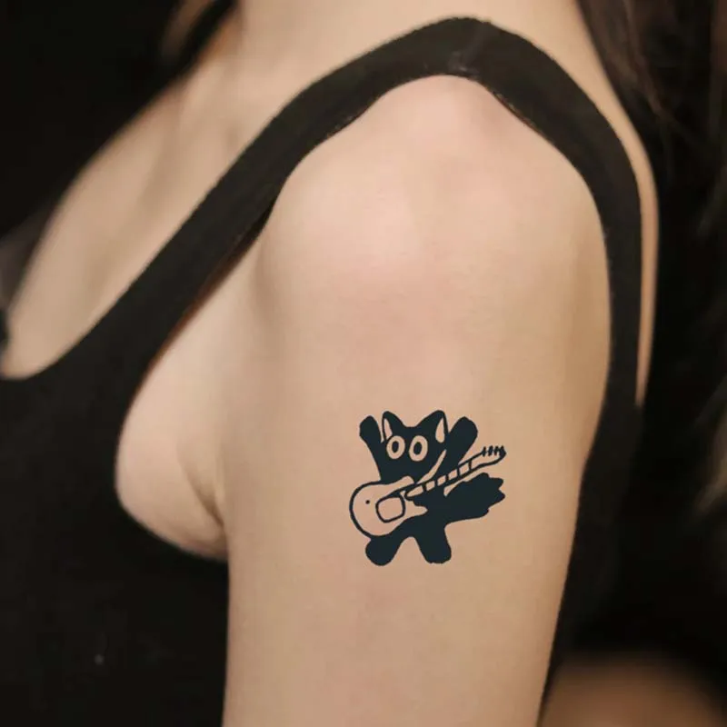 Playful Cat Temporary Tattoo Sticker, waterproof and long-lasting, realistic herbal tattoo sticker for arm and collarbone. 3