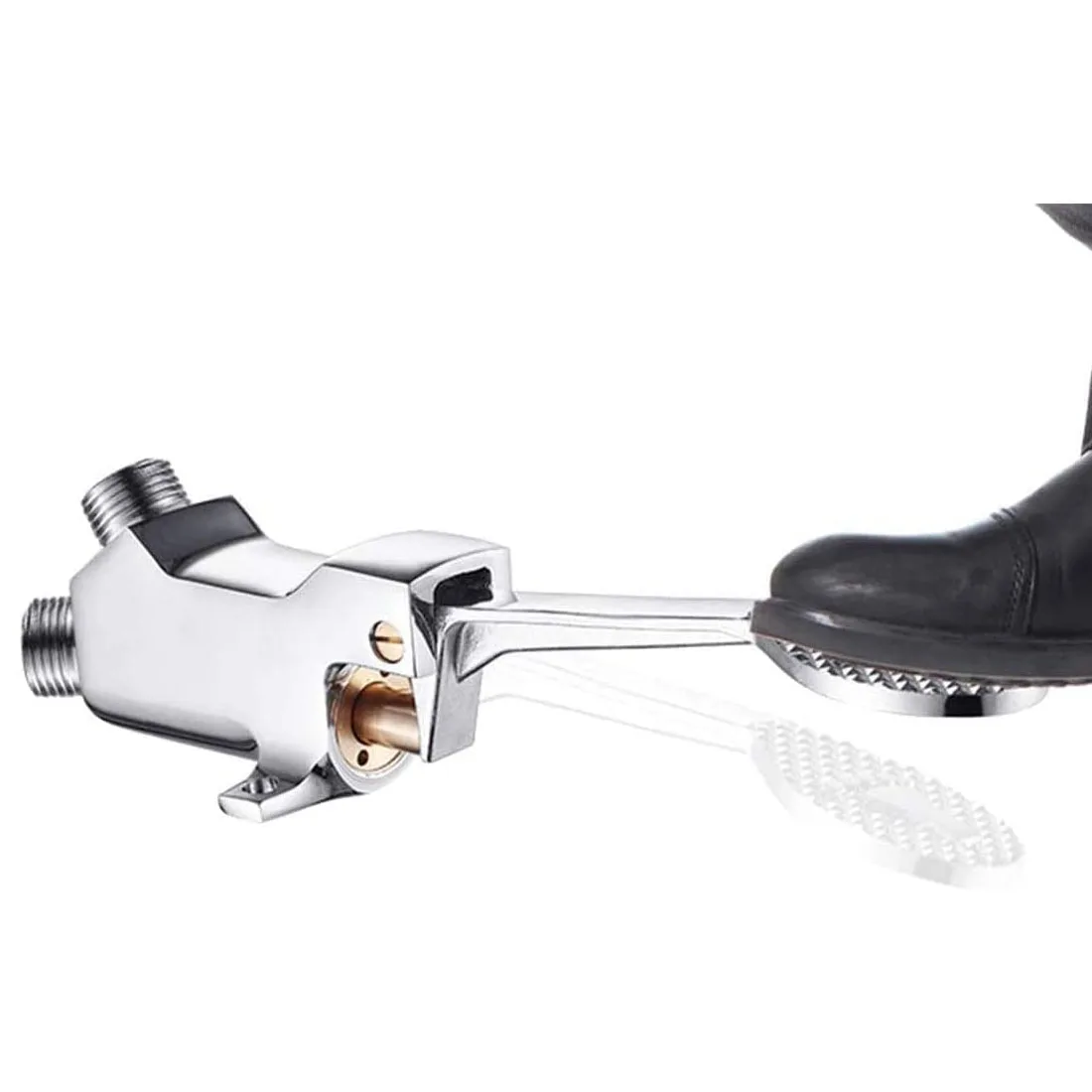LukLoy Floor Mount Single Pedal Valve – Polished Chrome, Hands-Free Foot-Controlled Faucet Valve