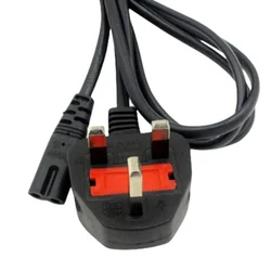 Premium UK Plug AC Power Cable with Figure 8 Female Connector - 1.8m/6ft Length (1.5M)