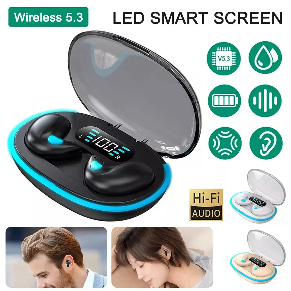 Wireless Bluetooth Earphones with Mic and LED Display