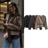 PRINTKAOIR Fashion Women Soft Belted Jacket Wrap V Neck Long Sleeve New Elegant Lady Commute Outwear for Female Autumn Chic Coat