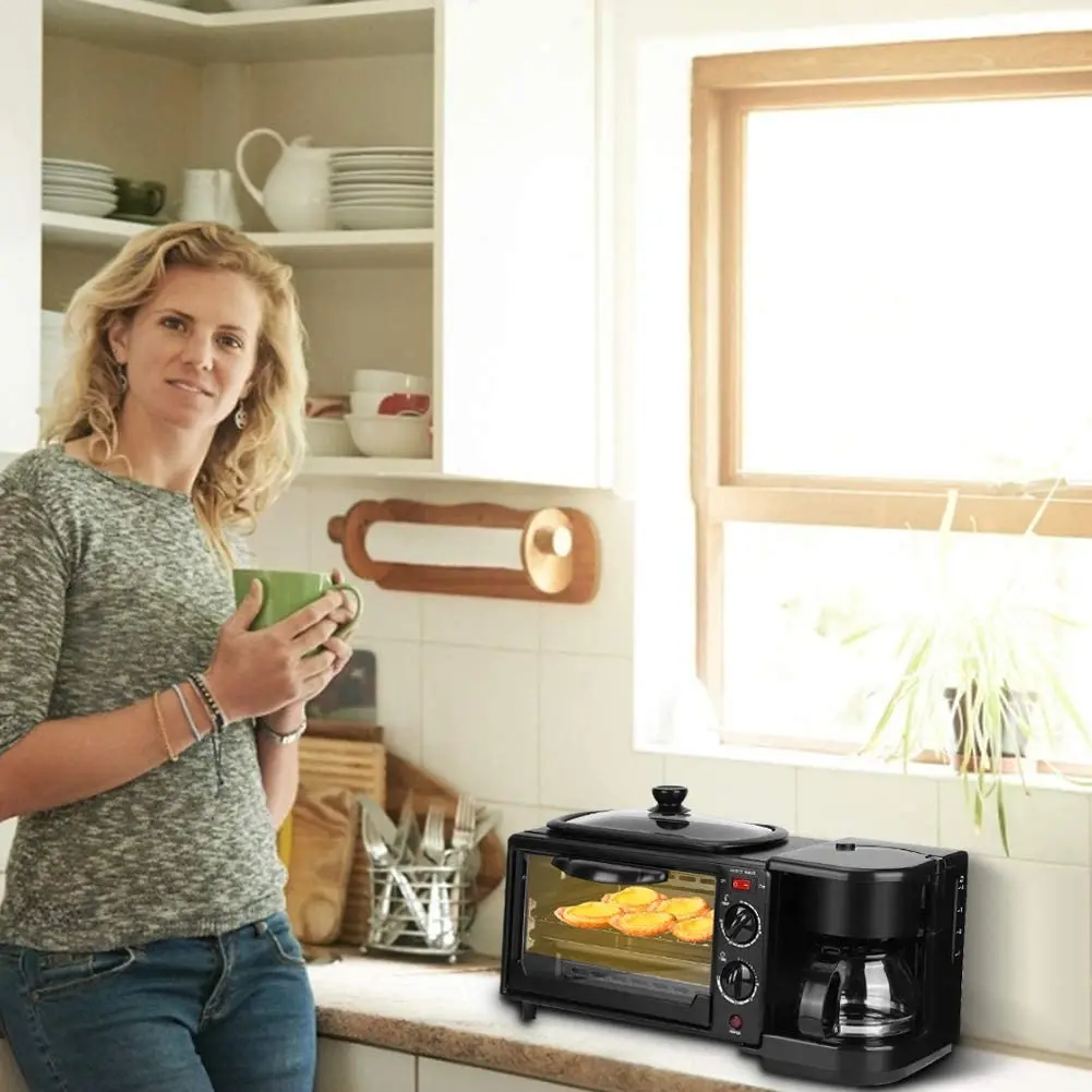 Mini 3 In One Multi Function Breakfast Maker Machine Set Toaster Coffee Maker 5