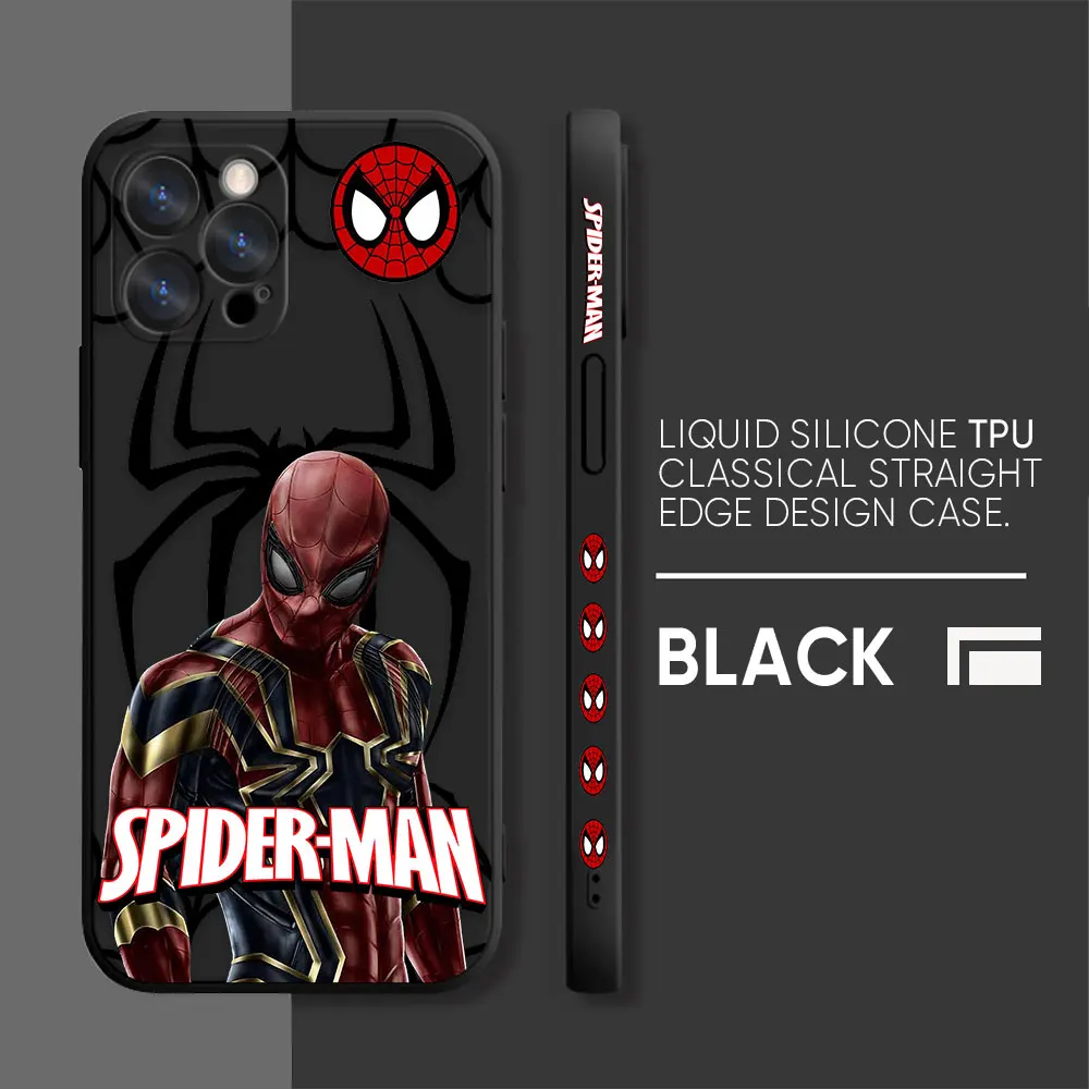 thumbnail image 1 of Funda para iPhone 14 13 12 11 Pro XS Max Mini X XR 7 8 6 6S Plus Color Simple funda de silicona líquida Marvel's Hero Spider-Man, 1 of 5