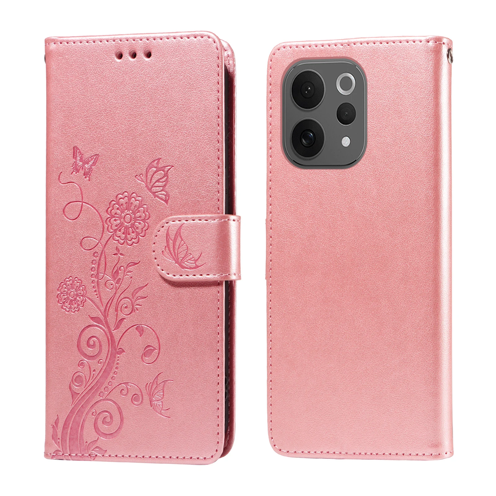 Elegant Leather Flip Cover Wallet Phone Case with Fringed Iris Card Slot
