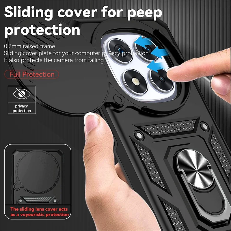 Shockproof Armor Slide Lens Protect Phone Case Back Cover