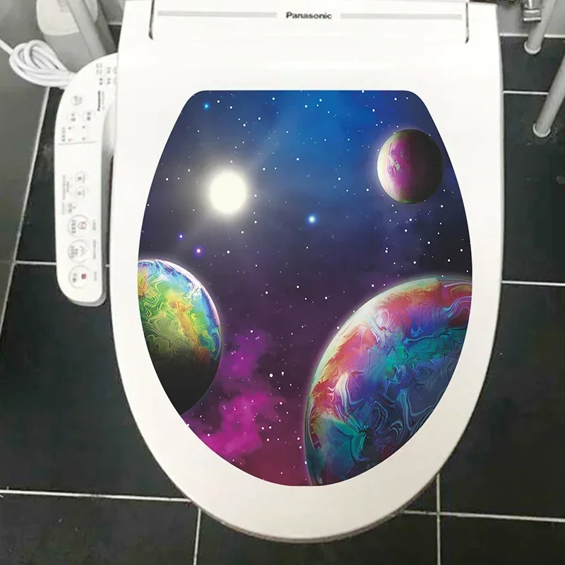 Sea Scenery Toilet Seat Wall Sticker Art Wallpaper Bathroom Decals Self-adhesive Removable Toilet Lid Sticker Home Accessories