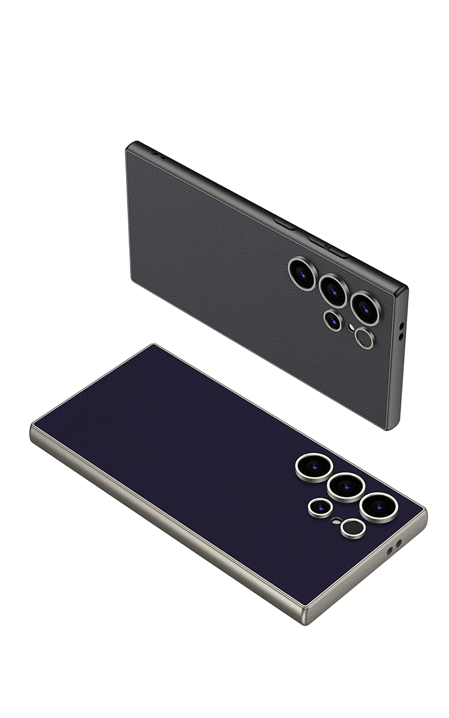 Luxury PU Leather Soft Edge Case For Samsung Galaxy S24 Ultra Metallic Paint Fra