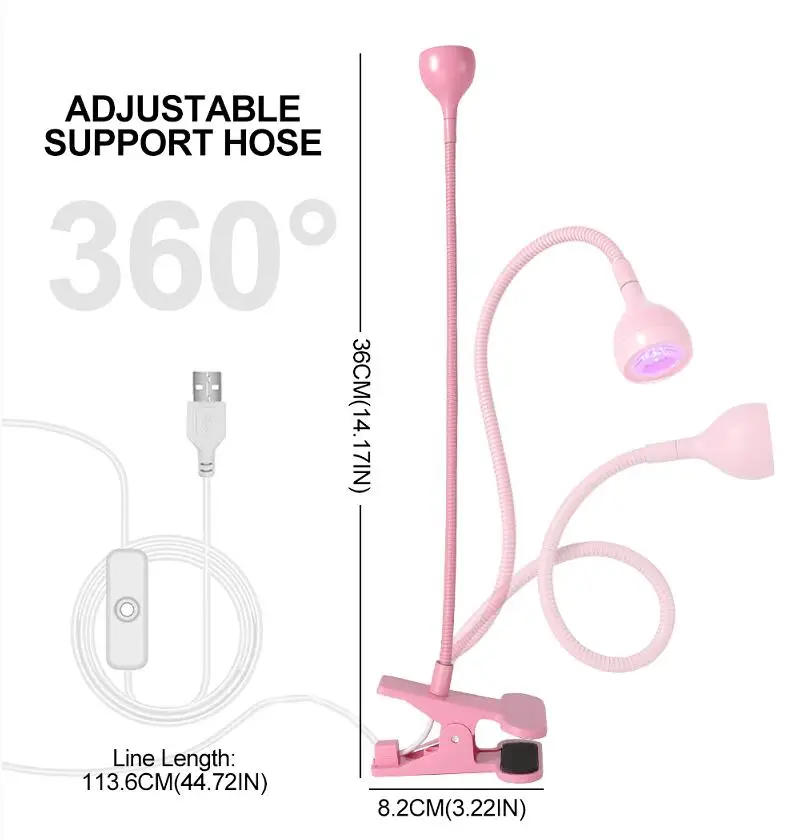 LED Nail Lamps 3W Flexible Gooseneck Lamp Quicky Dry Nail Manicure Dryer Gel Polish Curing Light for Gel Nails 5