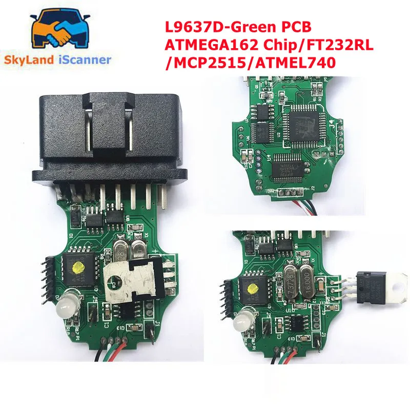 Strumento Diagnostico Dell'Automobile Ft232Rl Mcp2515 Atmel740 Del Pwb Tmega162 Del L9637D-Green Multilingue Del Cavo Di Vag Com V17.8