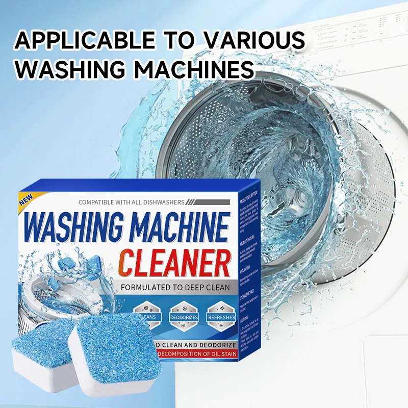 Washing Machine Cleaner Descaler Deep Cleaning Tablets Odor Removing Effervescent for Home Washer Laundry Supplies 12/24pcs Pack