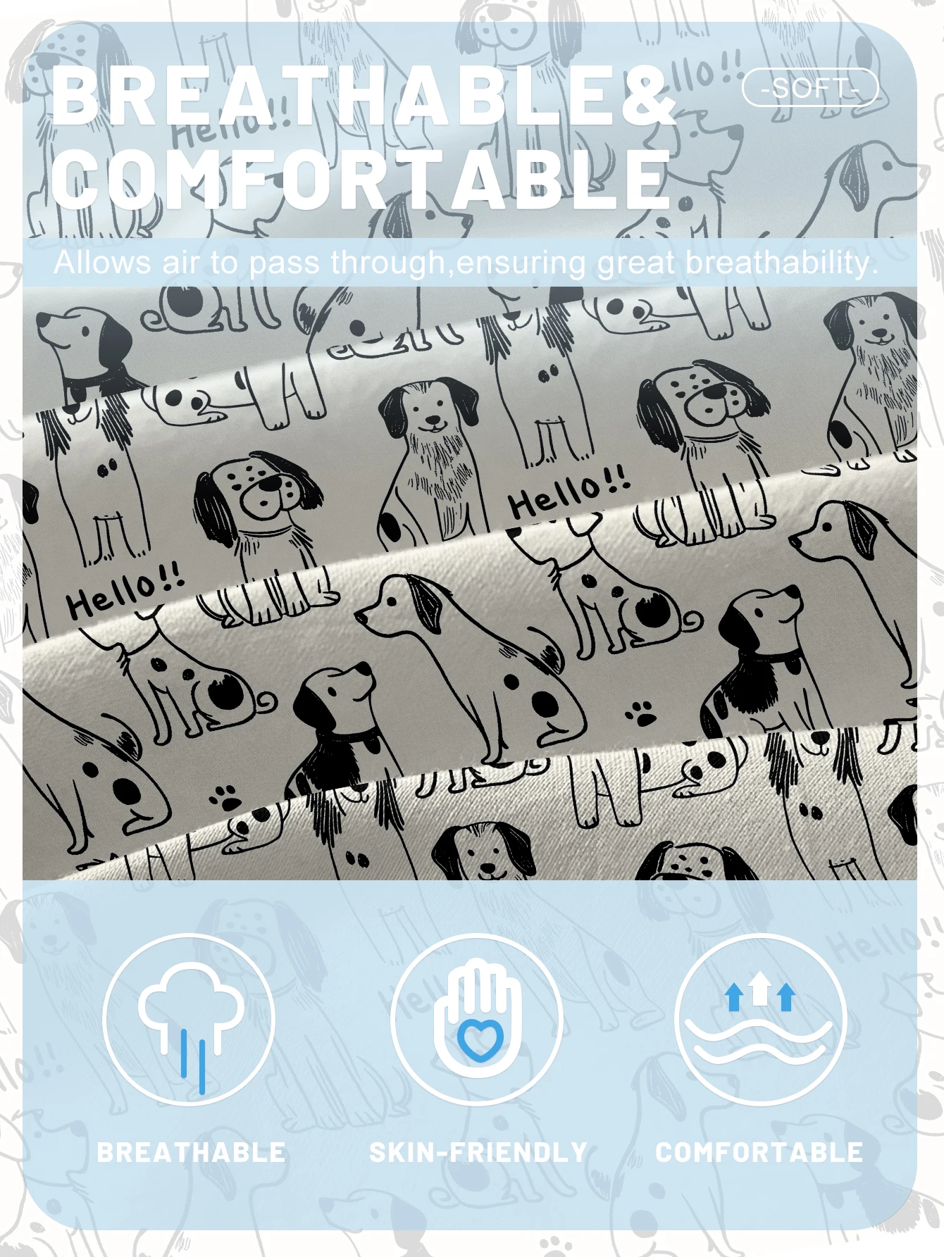 1 Cartoon Cute animal dog printed matte Fitted Sheet, bedroom printed bed cover, bedding (excluding pillowcases) 5