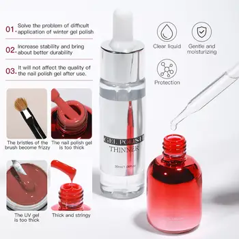 Diluente per Unghie 30ml, Liquido per Diluizione Gel Spesso per Nail Art, per Principianti e Professionisti, Donne, Ragazze, Signore, Uso Domestico, Salone, Studio