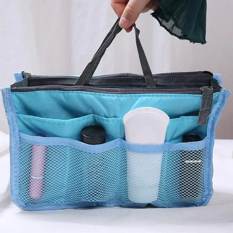 Nylon Cosmetic Bags For Women Tote Insert Double Zipper Makeup Bag Toiletries Storage Bag Girl Outdoors Travel Make Up Organizer 2