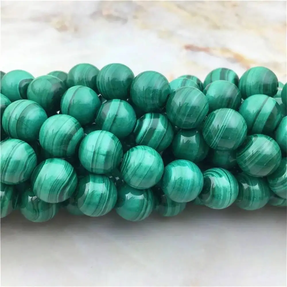 Natural Green Malachite Smooth Round Beads Stone 6 8 10mm Green Smooth Charm Beads Gem Stone For DIY Bracelet Jewelry Making