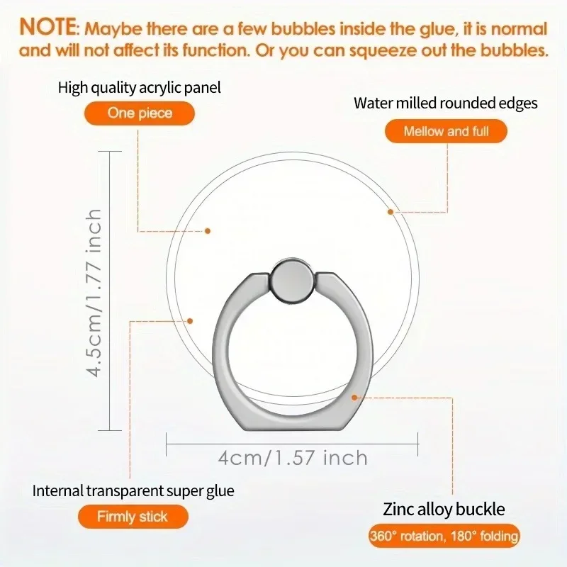 Transparent Cute Animal Round Phone Stand Foldable 360 Rotating Mobile Phone Ring Holder Smart Phone Accessories