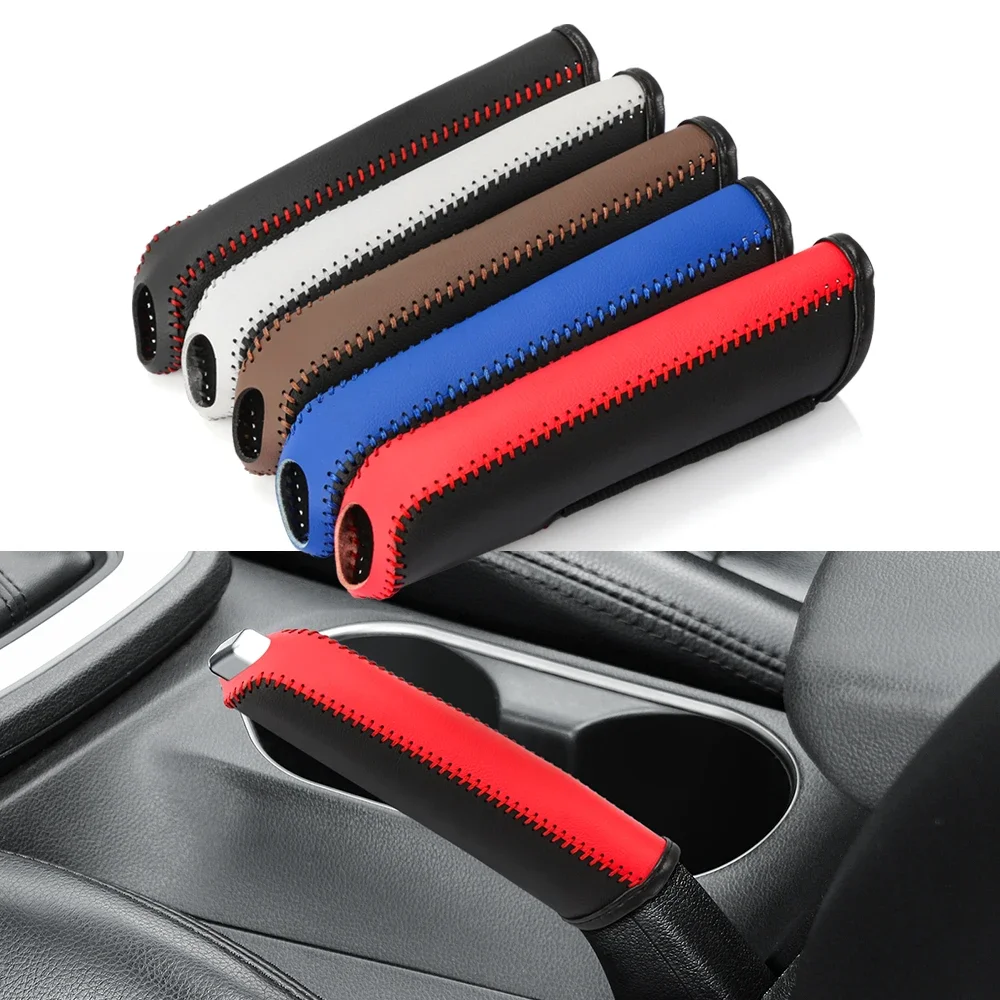 Car Leather Gears Handbrake Cover for BMW E90 E60 E70 E87 1 3 5 6 Series M3 M5 X1 X5 X6 Z4 hand brake cover