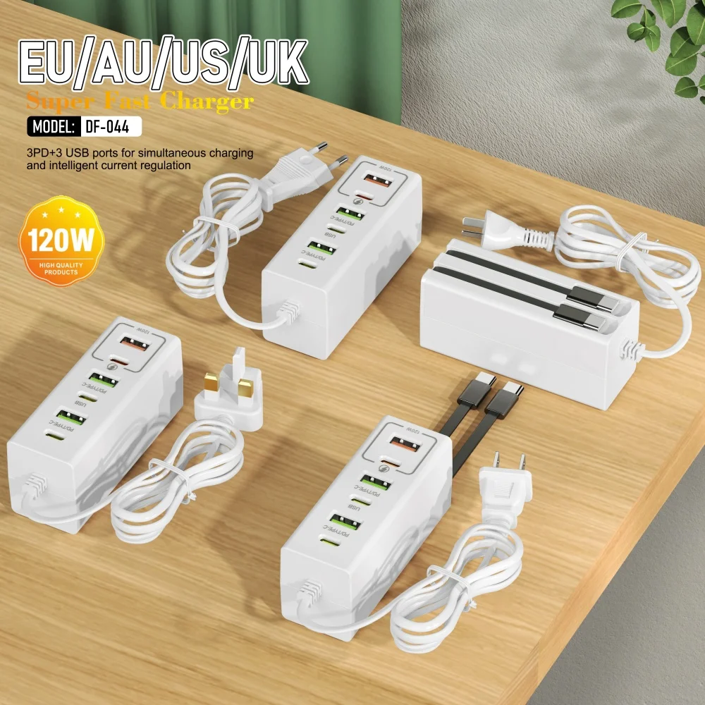 120W USB Type C Power Strip Mobile Phone Charger Fast Charging Electrical Socket Power Strip For iPhone Xiaomi Wall Adapters