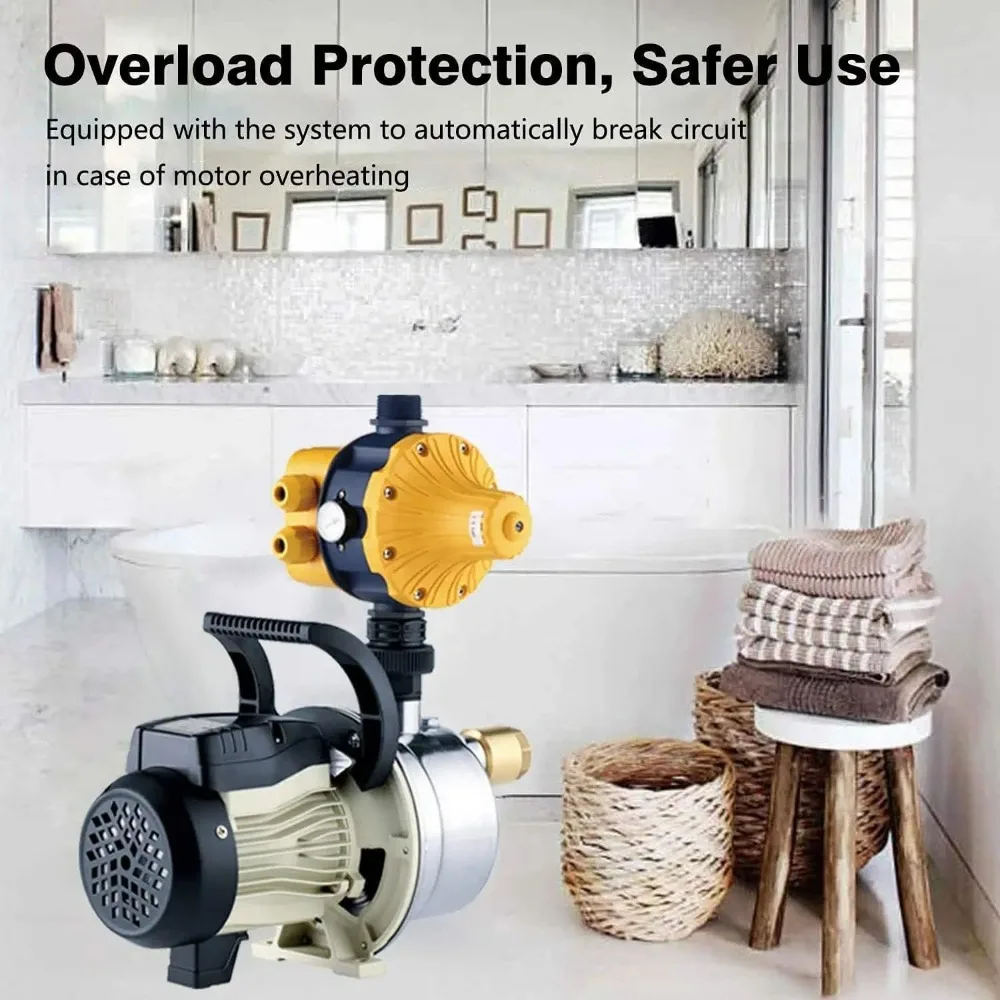 Household Water Booster Pump with 1/2 HP, 14 GPM Flow Rate, 110V for Shallow Well Irrigation