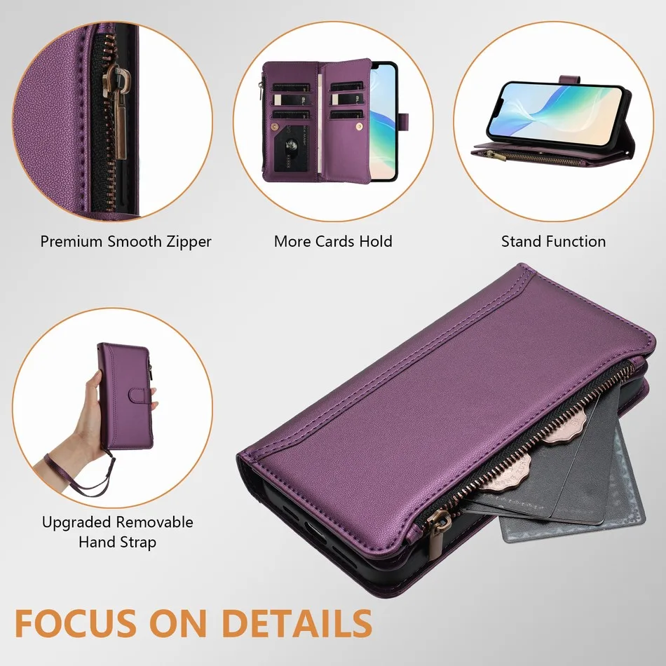 Zipper Pocket Wallet Phone Case with Card Slots