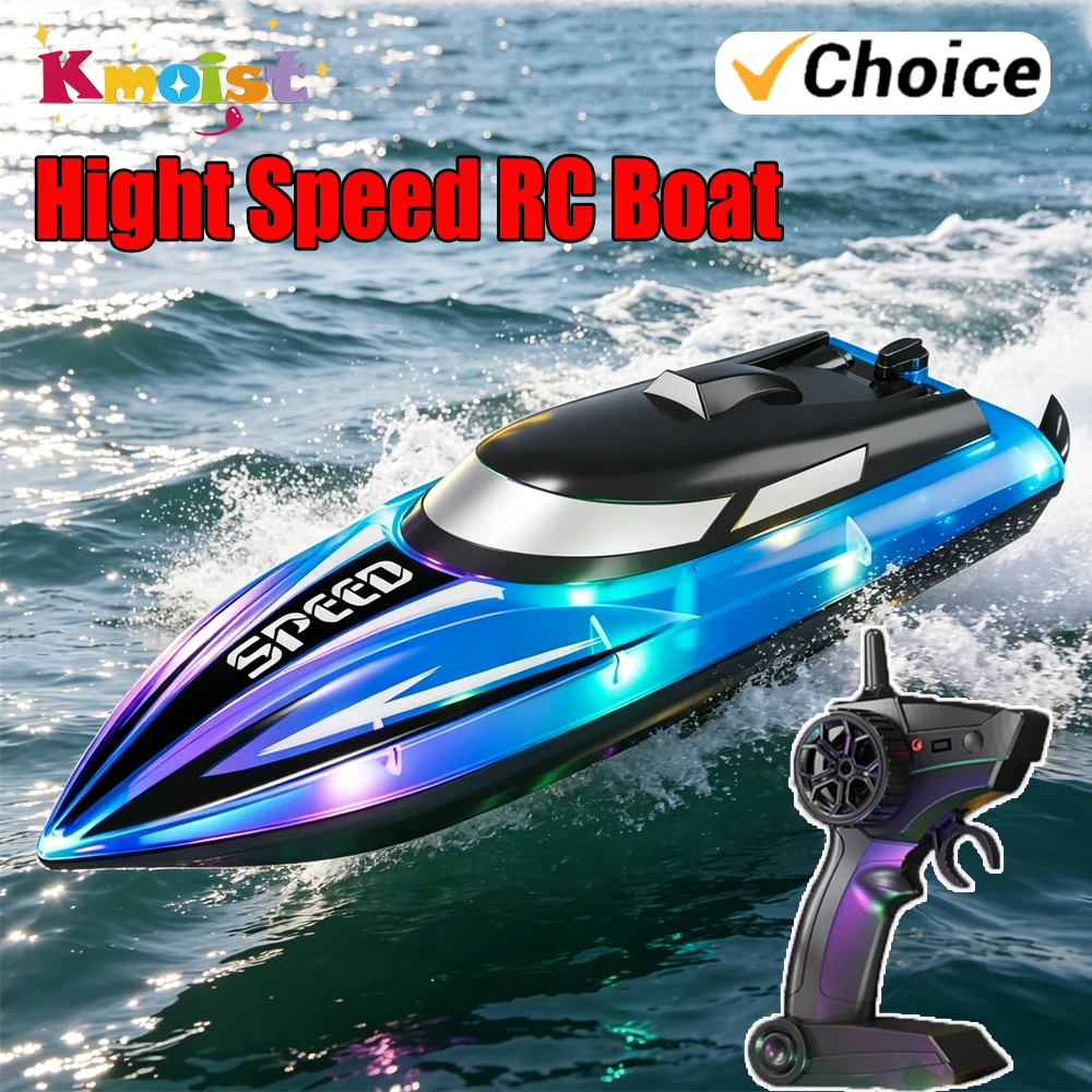 V080 Barco cebador RC 2.4G para lagos y estanques, barco cebador de pesca RC de alta velocidad de 12 V con luces LED, regalo para adultos (versión con buscador de peces