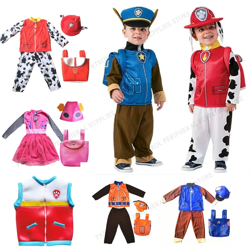 Paw Patrol Kids Girls Costume Chase Marshall Rocky Zuma Skye Macerie Ragazzi Cos Abbigliamento Festa Dei Bambini Performance Outfit Wholeale
