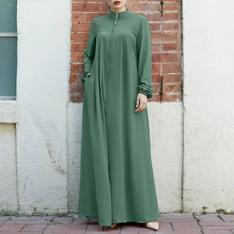 New Muslim women's clothing style Arabic style standing collar loose temperament casual sexy long robe African dress abaya