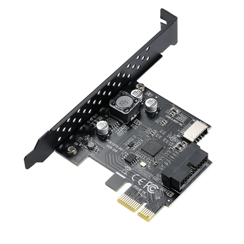 

PCIe2.0 to USB3.2 Adapter High Speed USB3.2 Type-C Front GEN1 A-KEY+19PIN Expansion Card Fast Data Transfer 5Gbps