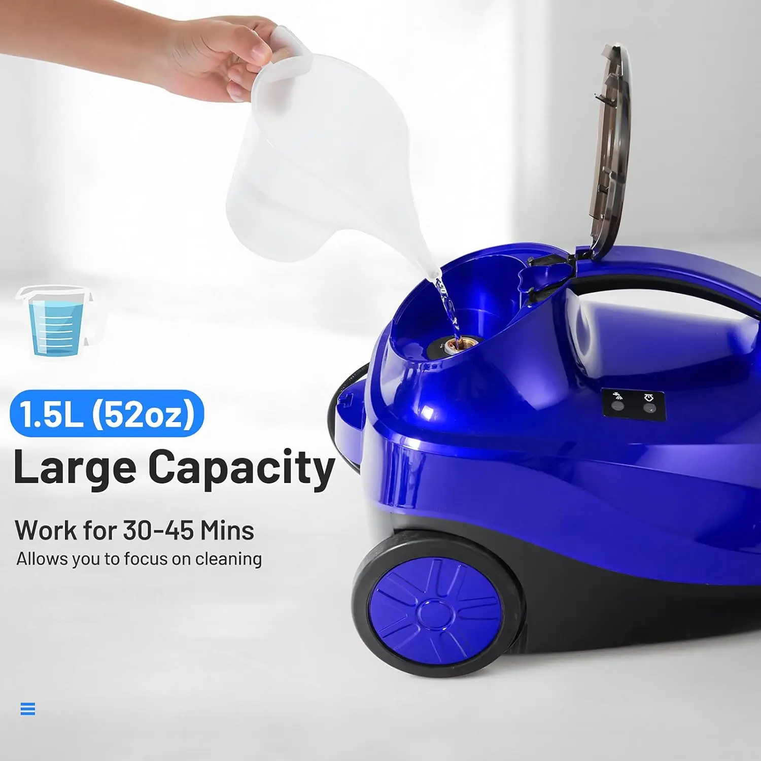 Steam Cleaner, Heavy Duty Household Steamer w/ 19 Accessories, 1.5L Tank & 13ft Power Cord, Multipurpose Chemical-Free Household 4