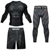 New Boxing Rashguard MMA T-shirt+Shorts For Men 4PCS/Set Black Grappling Bjj Rash Guard Jiu Jitsu T-shirts Sport Tights Clothing 2