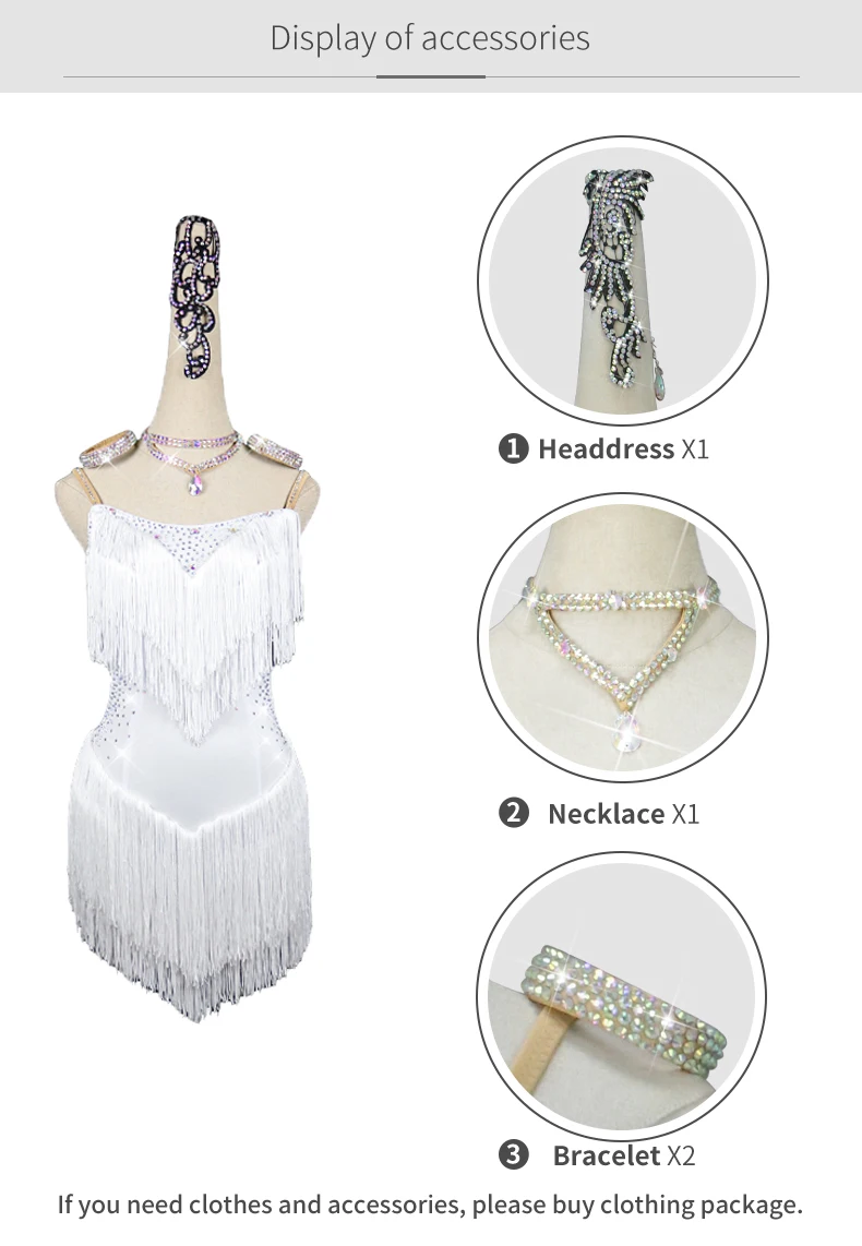 2026 Neues Weißes Latein-Tanzkleid für Damen, Sexy Outdoor-Ballsaal-Partykleid mit Fransen, Übungskleidung, Sportanzug für Mädchen, Bühnenoutfit – Detail 5