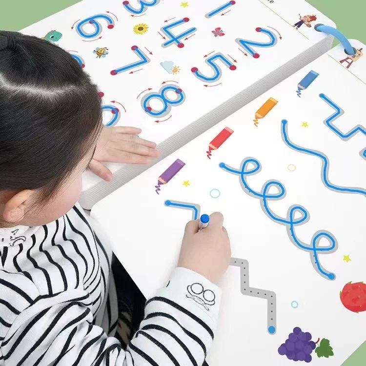 

New Children Montessori Drawing Education Magical Tracing Workbook Reusable Magic Practice Copybook Pen Control Training Book