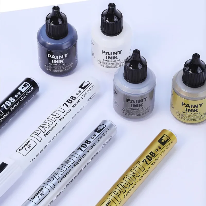 Acrylic Paint Pens Metallic Markers Set 2.3mm With Ink Replace Tip For Rock Wood Glass Fabric Ceramic Graffiti