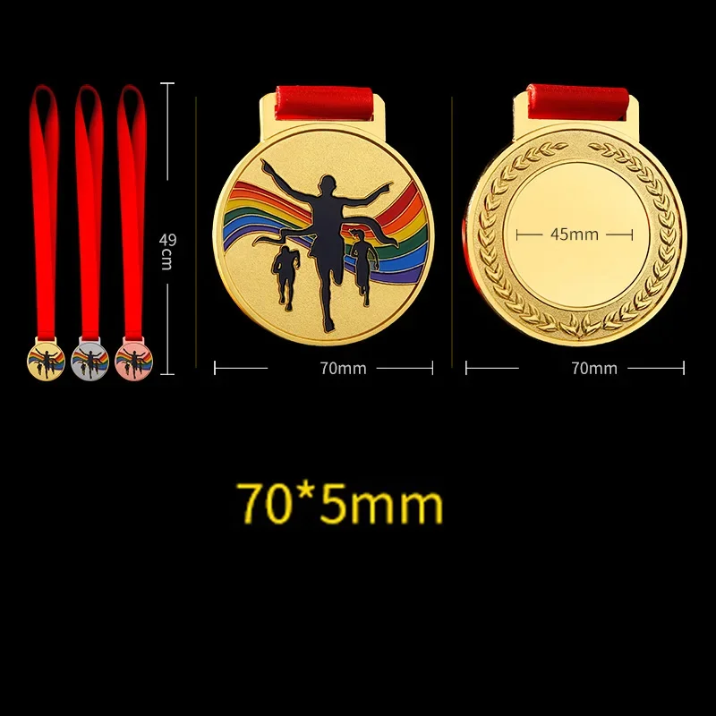 Custom-Made Metal, Marathon Running Medal, Sports, hondled, Gold, Silver and Bronze, Home Decor, Commemorative, 1Pc