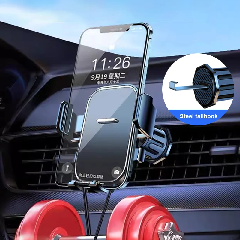 Black ABS Car Air Vent Phone Holder for Hands Free Navigation
